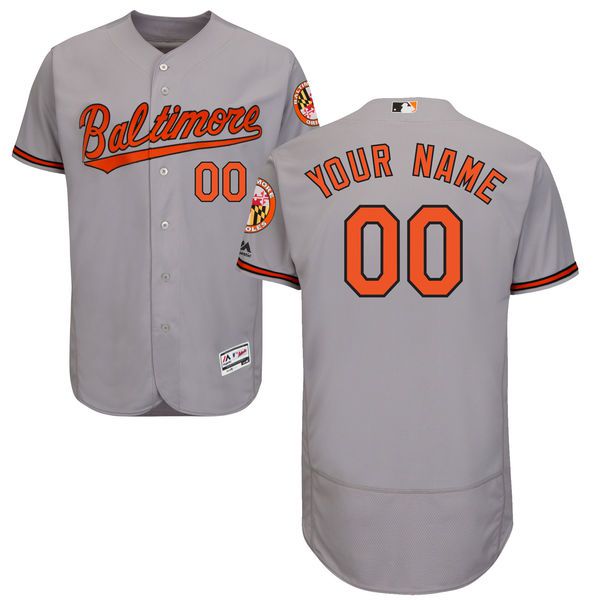 Men Baltimore Orioles Majestic Road Gray Flex Base Authentic Collection Custom MLB Jersey->customized mlb jersey->Custom Jersey